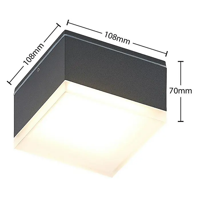 Lindby Außenwandleuchte Mathea - 10,8 x 10,8 x 7 cm, schwarz, schwarz, IP54