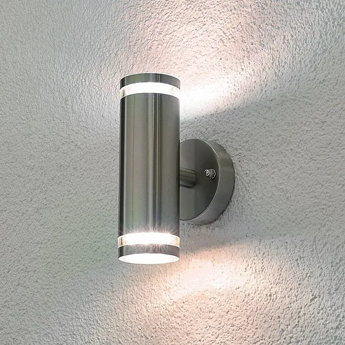 Lindby Außenwandleuchte Tiberius - alu / grau / zink, alu / grau / zink, IP44