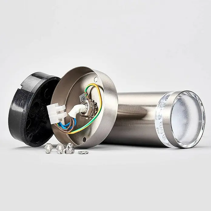 Lindby Außenwandleuchte Tiberius - alu / grau / zink, alu / grau / zink, IP44