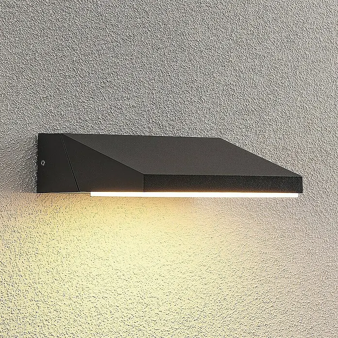 Lucande Außenwandleuchte Auda - schwarz, schwarz, IP65