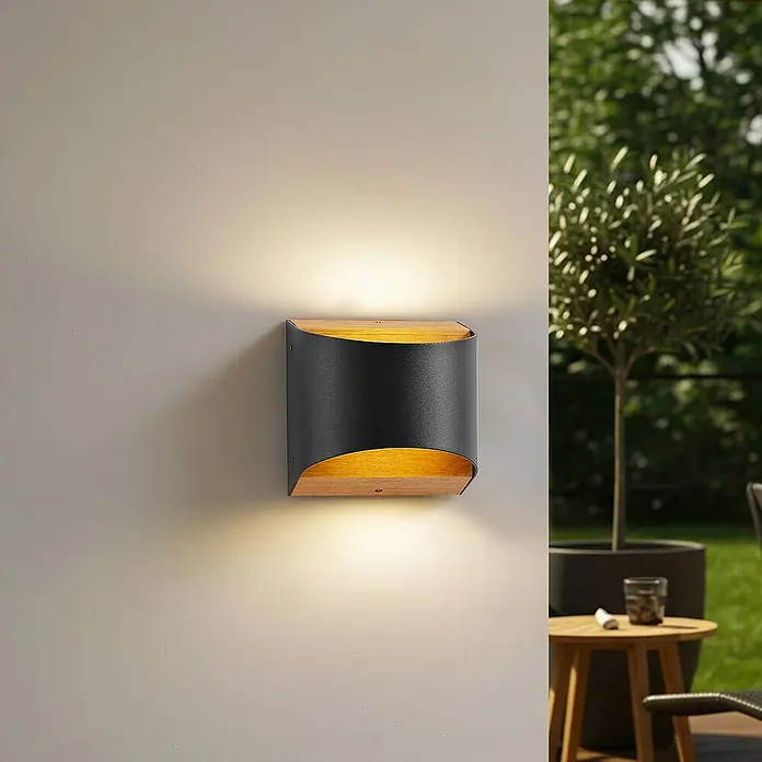 Lindby Außenwandleuchte Lenore - 10,5 x 13,5 x 13,5 cm, schwarz, IP44