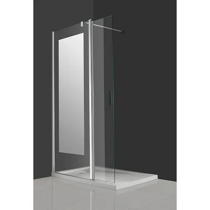Mampara de ducha fija Walk-In Sokaris - An x Al: 113,5 x 195 cm, Cromo - Elegante mampara de ducha con vidrio transparente y marco cromado. Perfecta para baños modernos, ofrece funcionalidad y un toque de estilo.
