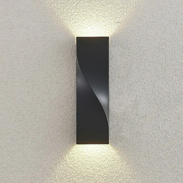 Lucande Außenwandleuchte Tibelya - 4 x 8 x 26 cm, schwarz, schwarz, IP65