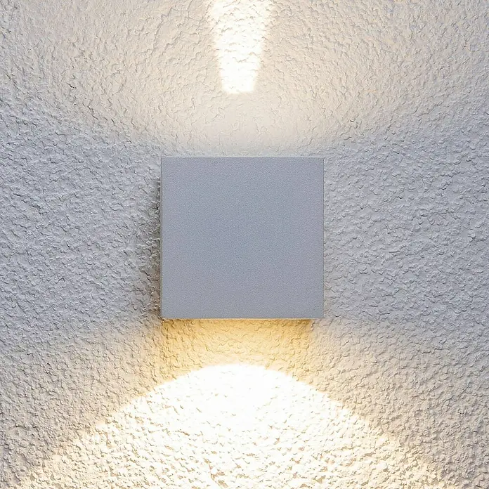 Lucande Außenwandleuchte Jarno - 11 x 9 x 9 cm, weiß / opal, weiß / opal, IP54