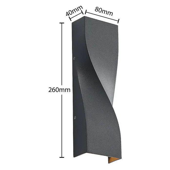 Lucande Außenwandleuchte Tibelya - 4 x 8 x 26 cm, schwarz, schwarz, IP65