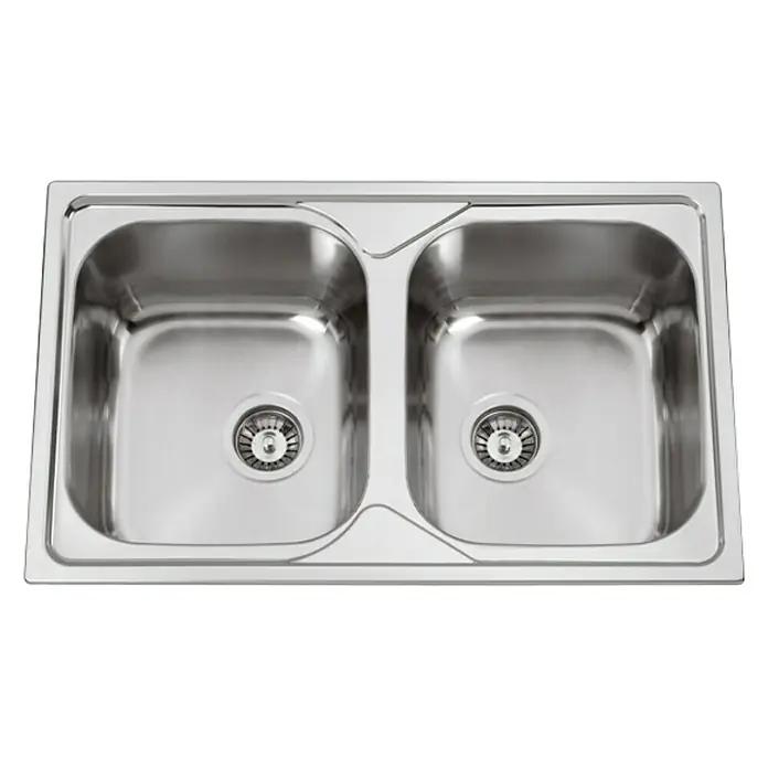 Rodi Fregadero encastrable Okio 80 - 50 x 80 cm, Acero inoxidable - Fregadero de cocina doble de acero inoxidable, perfecto para el uso diario. Duradero, resistente a la corrosión y fácil de limpiar.