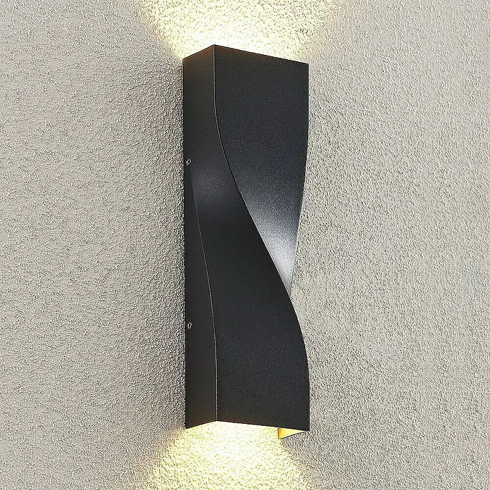 Lucande Außenwandleuchte Tibelya - 4 x 8 x 26 cm, schwarz, schwarz, IP65