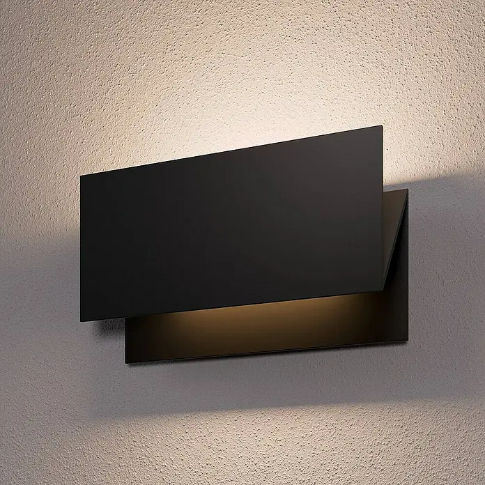 Lucande Außenwandleuchte Meja - schwarz, schwarz, IP54