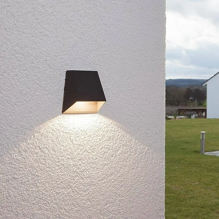 Lucande Außenwandleuchte Hanno - schwarz, schwarz, IP54