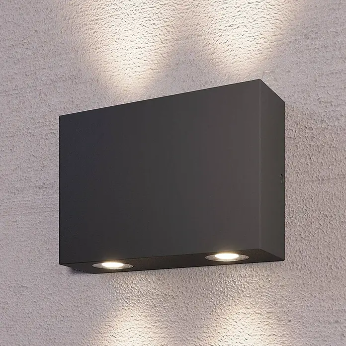 Lucande Außenwandleuchte Henor - schwarz, schwarz, IP54