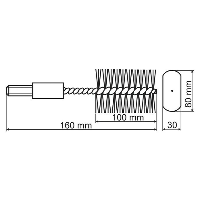 Profilbürstenkopf (80 x 30 mm, Geeignet für: Reinigung von Ofenrohren)