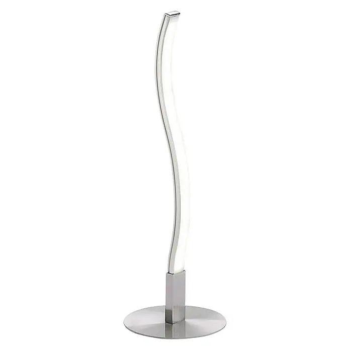 Just Light Wave LED-Tischleuchte - 3 W, L x B x H: 10 x 10 x 30 cm, Stahl, Warmweiß - Elegante LED-Tischleuchte mit geschwungenem Design und silbernem Finish, die eine moderne Beleuchtungslösung für jeden Raum bietet.