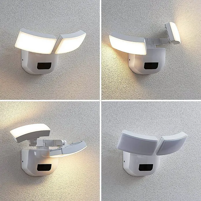 Lindby Außenwandleuchte Nikias - 18,5 x 30,4 x 21,3 cm, weiß / opal, weiß / opal, IP54