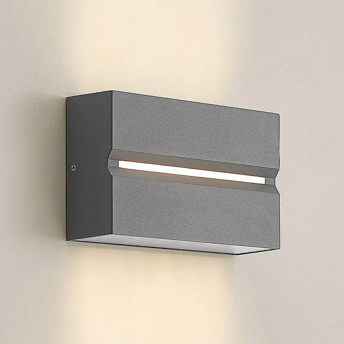 Prios Außenwandleuchte Itarion - 5 x 18 x 11 cm, alu / grau / zink, IP54