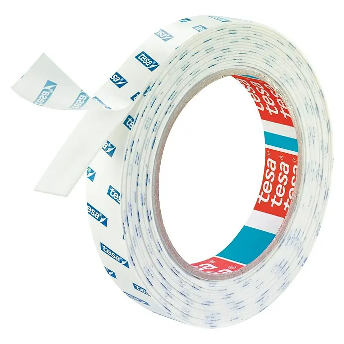 Tesa Powerbond Cinta de doble cara Resistente humedad - 1,9 cm x 5 m, Blanco - Un rollo de cinta adhesiva de doble cara Tesa, ideal para diversas aplicaciones en el hogar y la oficina.