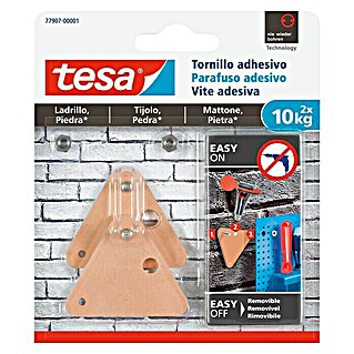 Tesa Tornillo adhesivo (Apto para: Ladrillo, Carga soportada: 10 kg, 2 ud., Triangular)