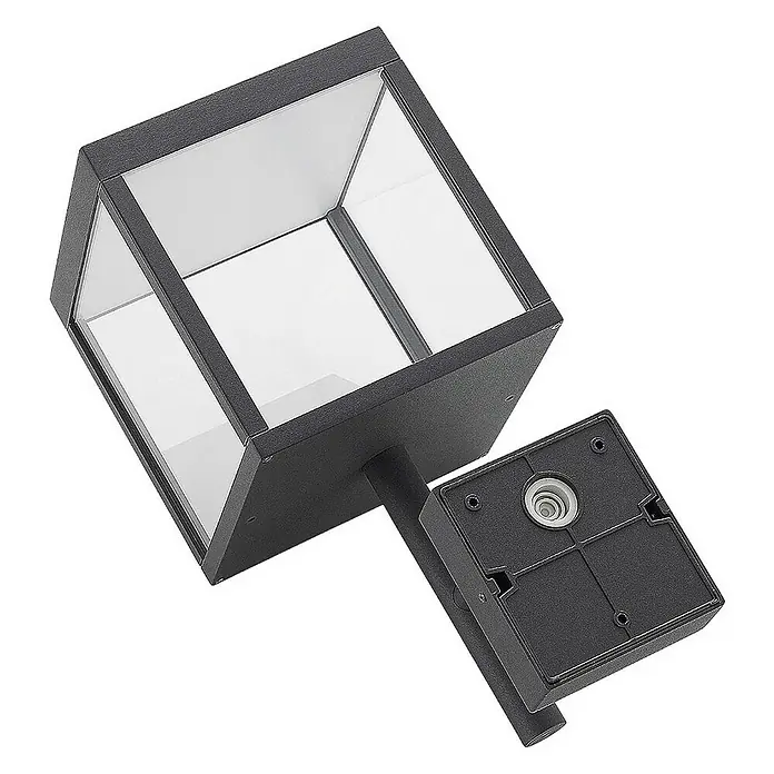 Lucande Außenwandleuchte Cube - 25,6 x 18 x 37 cm, schwarz, IP54