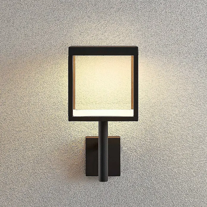 Lucande Außenwandleuchte Cube - 25,6 x 18 x 37 cm, schwarz, IP54