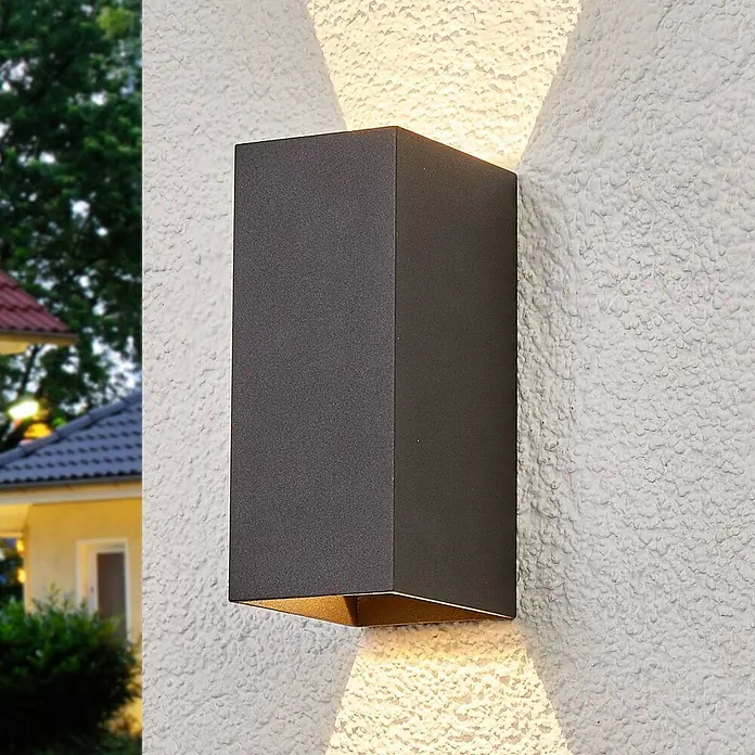 Lucande Außenwandleuchte Mikka - schwarz, schwarz, IP54
