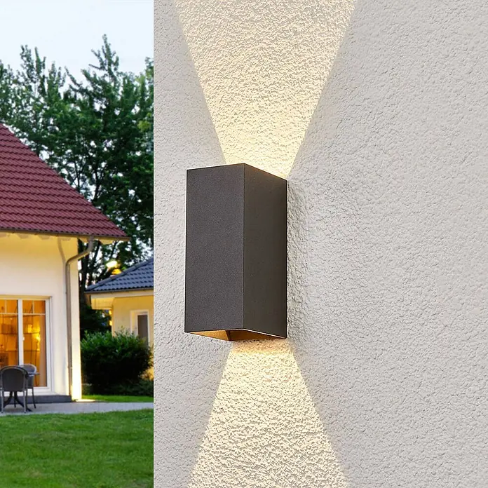 Lucande Außenwandleuchte Mikka - schwarz, schwarz, IP54