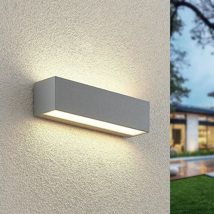 Lucande Außenwandleuchte Lengo - alu / grau / zink, IP65
