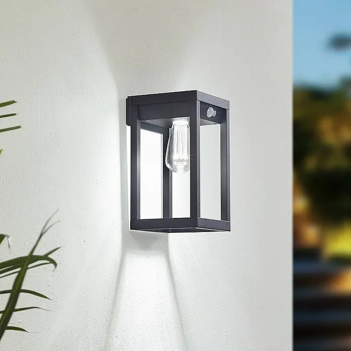Lindby Außenwandleuchte Enea - schwarz, klar / transparent, IP44