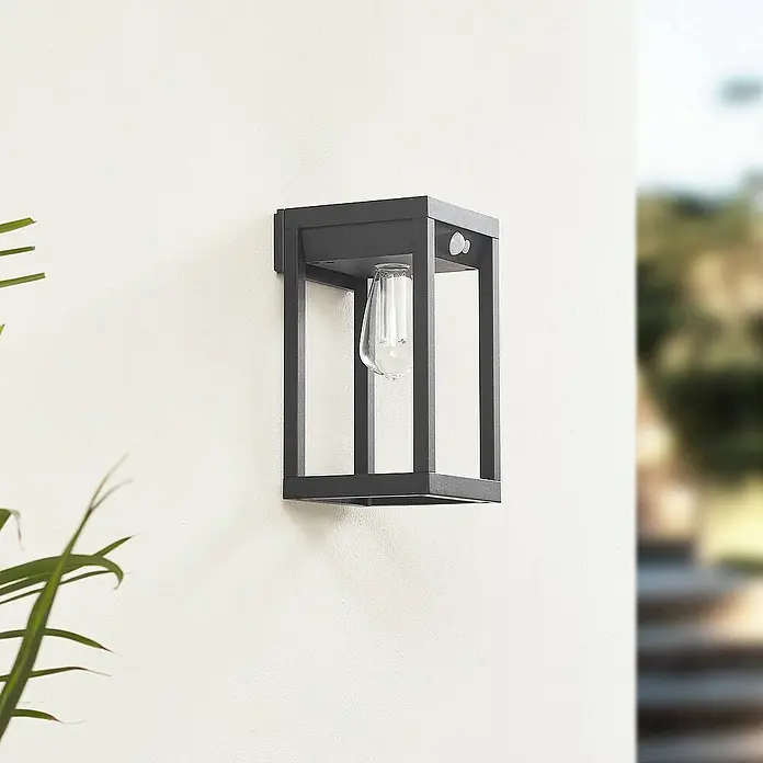 Lindby Außenwandleuchte Enea - schwarz, klar / transparent, IP44