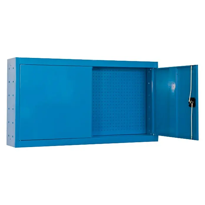 Simonrack Simonwork Armario para herramientas Cabinet Tools - An x Pr x Al: 120 x 22 x 60 cm, Azul, Completamente montado - Armario de herramientas azul con puerta corredera y panel perforado para guardar herramientas. Ideal para talleres y garajes.