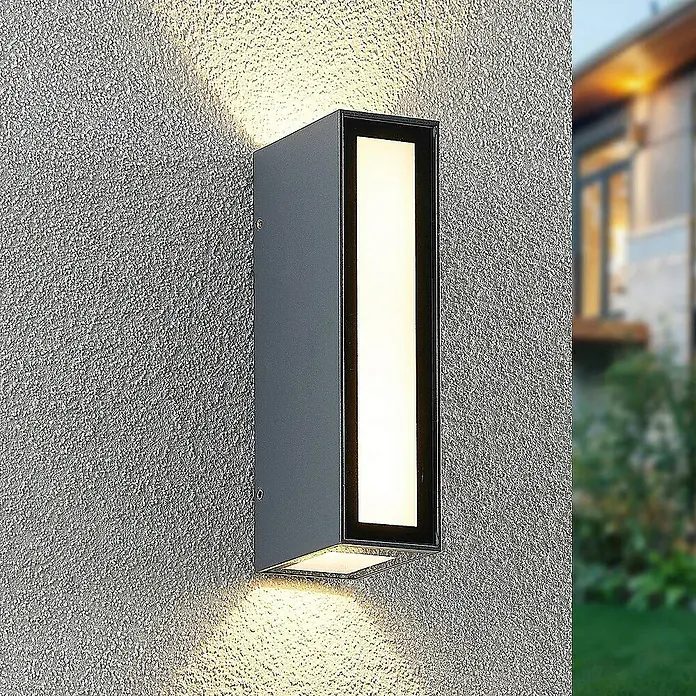 Prios Außenwandleuchte Loriava - 7,5 x 4,5 x 16 cm, alu / grau / zink, alu / grau / zink, IP54