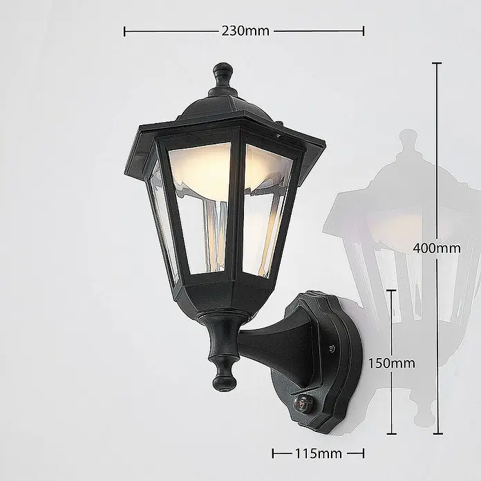 Lindby Außenwandleuchte Iavo - schwarz, schwarz, IP44