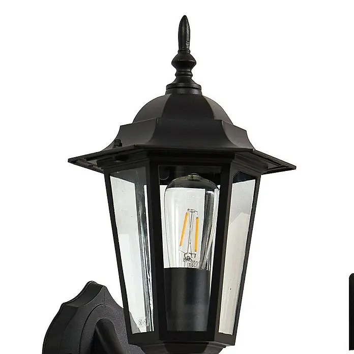 Lindby Außenwandleuchte Sayata - 21,7 x 17 x 36,5 cm, schwarz, schwarz, IP44
