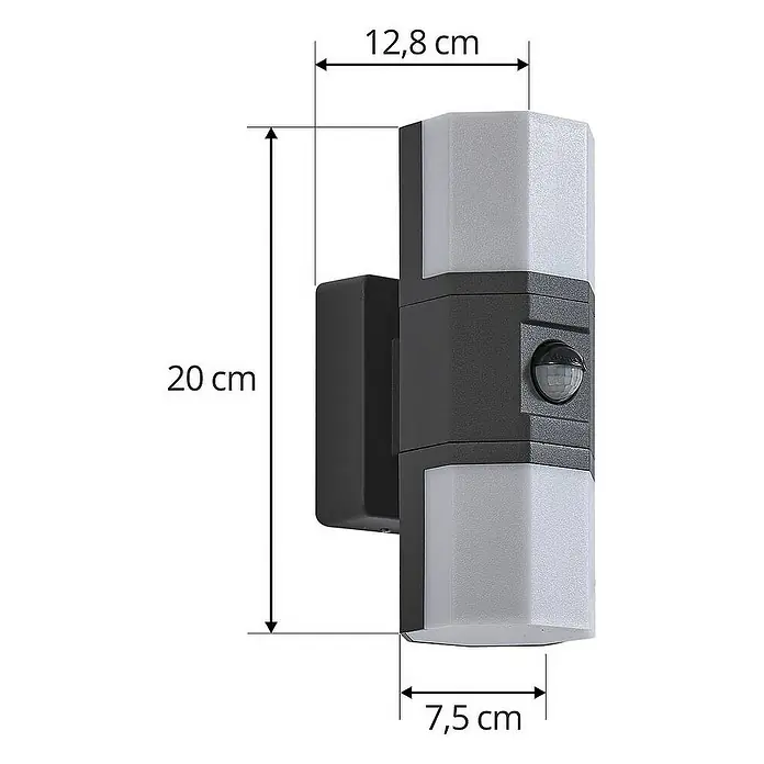 Lindby Außenwandleuchte Alaric - 12,8 x 7,5 x 20 cm, schwarz, IP54