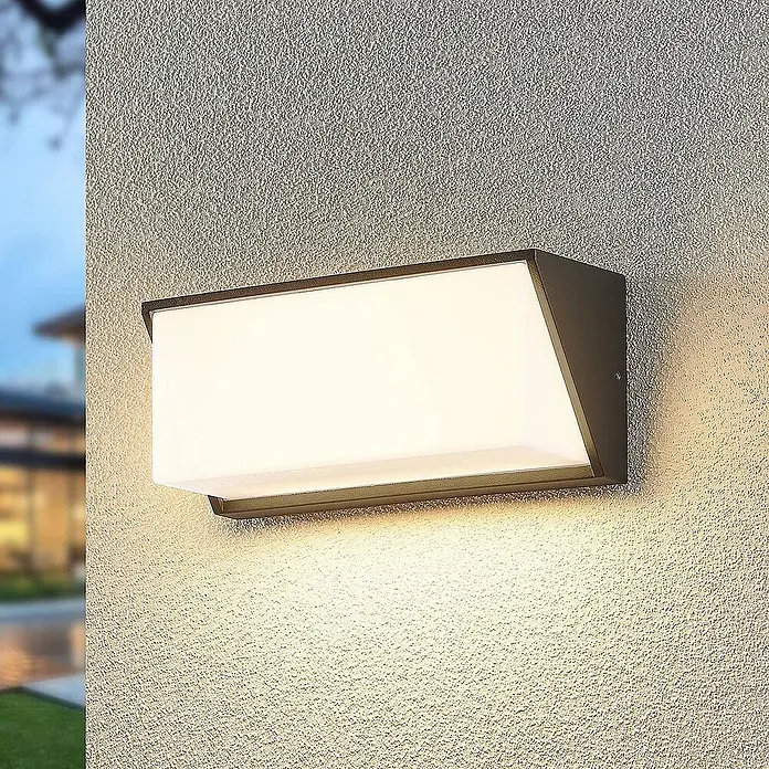Lindby Außenwandleuchte Malim - schwarz, weiß / opal, IP65