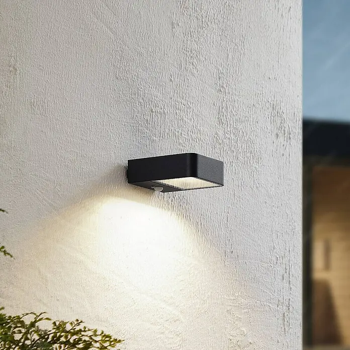 Lucande Außenwandleuchte Dava - schwarz, klar / transparent, IP54