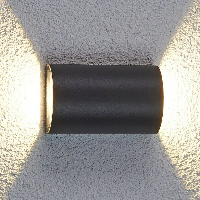 Lucande Außenwandleuchte Jale - schwarz, schwarz, IP54
