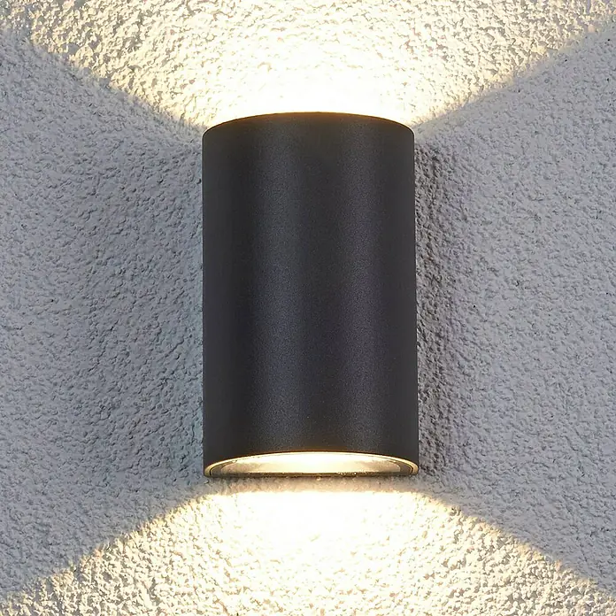 Lucande Außenwandleuchte Jale - schwarz, schwarz, IP54