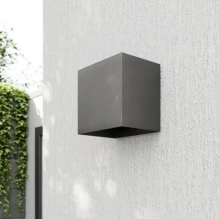 Lucande Außenwandleuchte Evie - alu / grau / zink, IP54