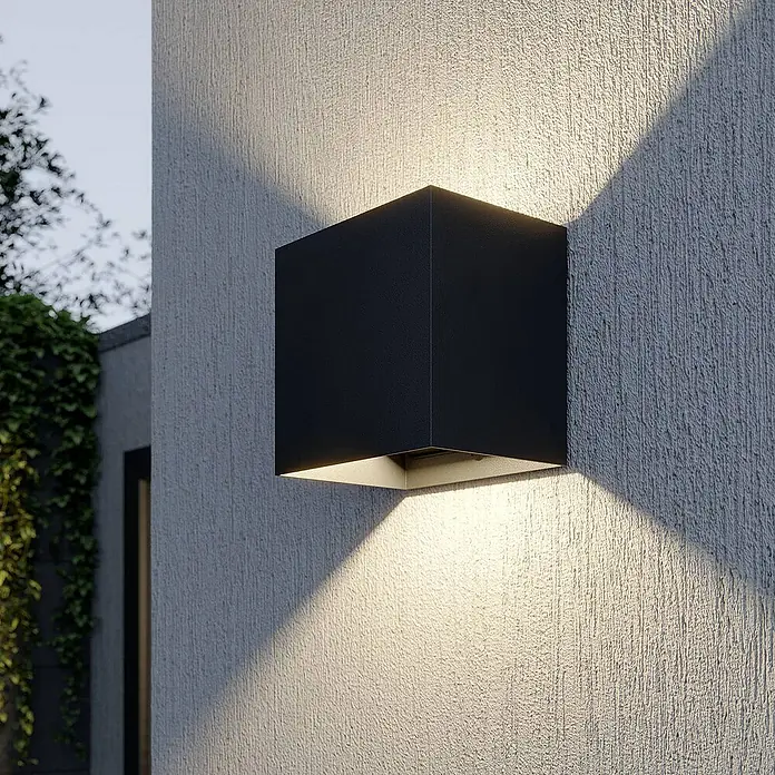 Lucande Außenwandleuchte Evie - alu / grau / zink, IP54