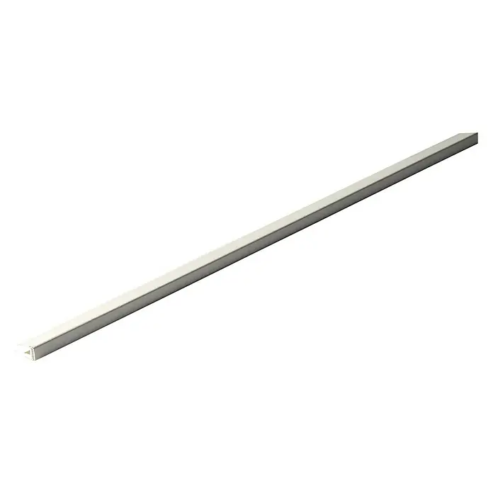 Grosfillex Perfil en U enclipsable - Blanco, 2.600 x 11 x 20 mm - Disparo de estudio de un perfil plateado para tiras LED. Perfecto para integrar iluminación en muebles, suelos o paredes.