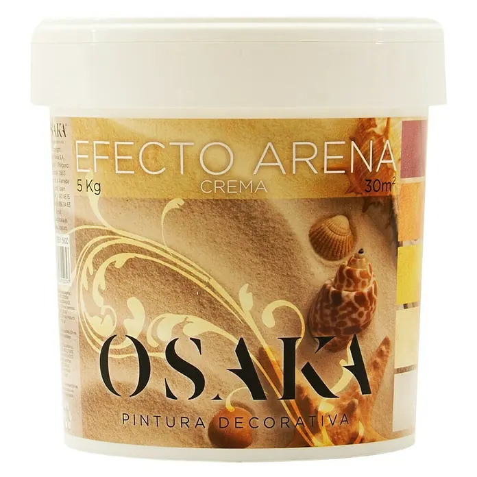 Osaka Pintura para efectos decorativos Arena - 5 l, Crema, Mate - Un cubo de yeso decorativo Osaka Efecto Arena Crema, de 5 kg, para un diseño de pared con efecto arena interior.
