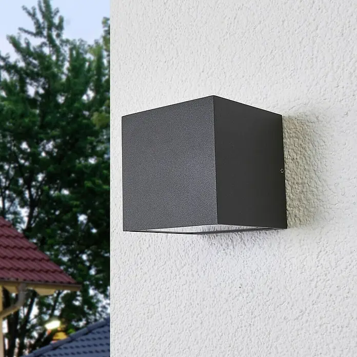 Lucande Außenwandleuchte Merjem - alu / grau / zink, alu / grau / zink, IP54
