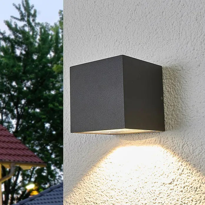 Lucande Außenwandleuchte Merjem - alu / grau / zink, alu / grau / zink, IP54