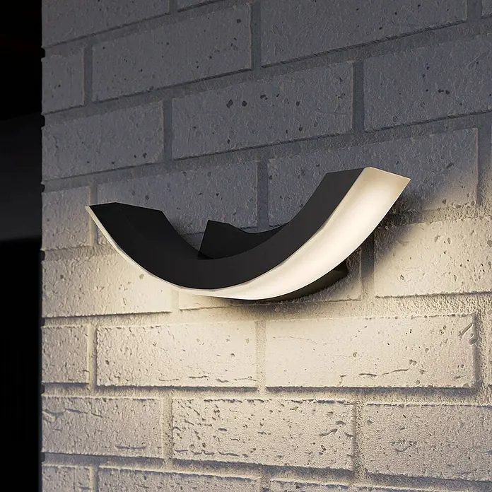 Lucande Außenwandleuchte Half - 9 x 30 x 9 cm, schwarz, schwarz, IP54