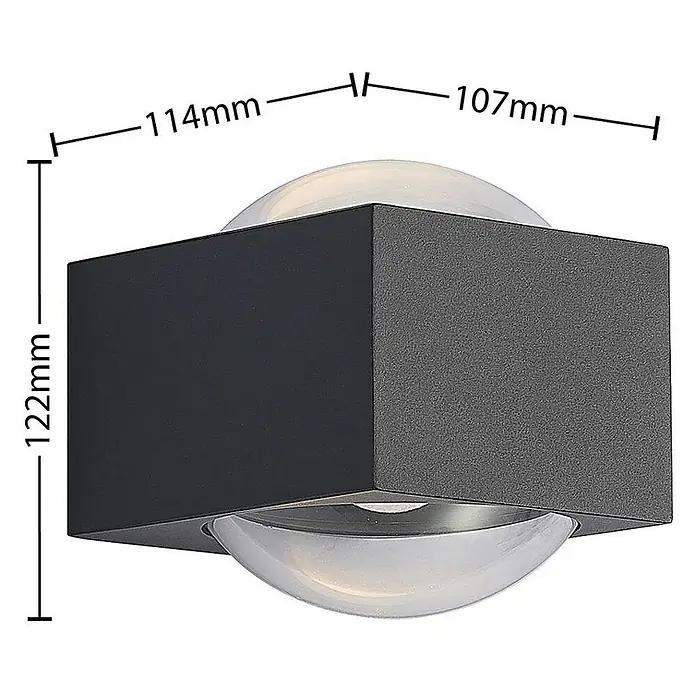 Lucande Außenwandleuchte Almos - 11,4 x 10,7 x 12,2 cm, schwarz, IP65