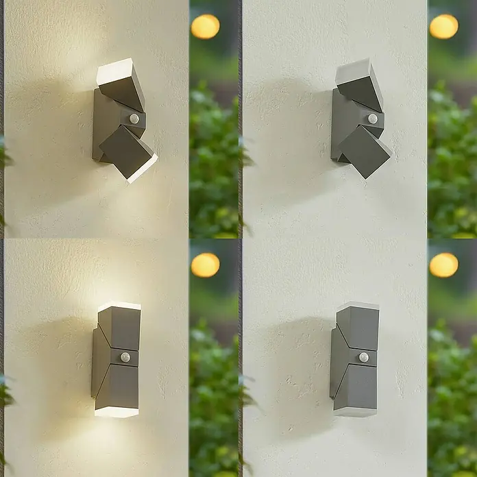 Lindby Außenwandleuchte Sally - 10,3 x 6,5 x 22 cm, alu / grau / zink, alu / grau / zink, IP54