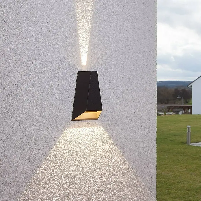 Lucande Außenwandleuchte Jendrik - schwarz, schwarz, IP54