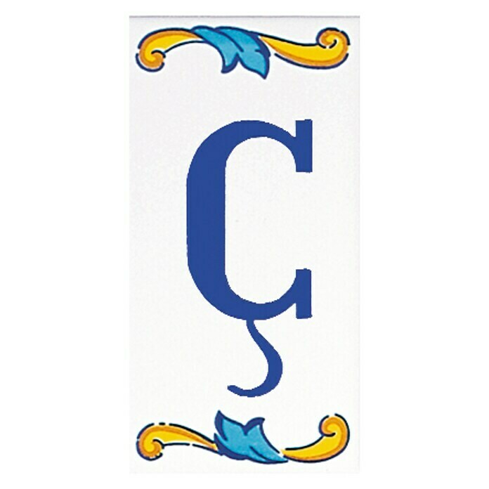Azulejo de gres Letra Ç (7,5 x 15 cm, Blanco, Brillante)