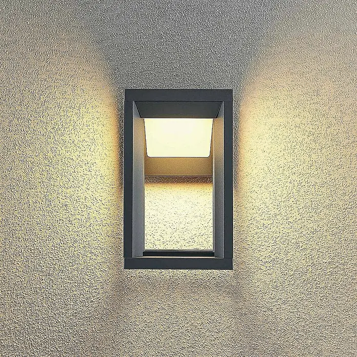 Prios Außenwandleuchte Gamion - 16 x 14 x 23 cm, alu / grau / zink, IP54