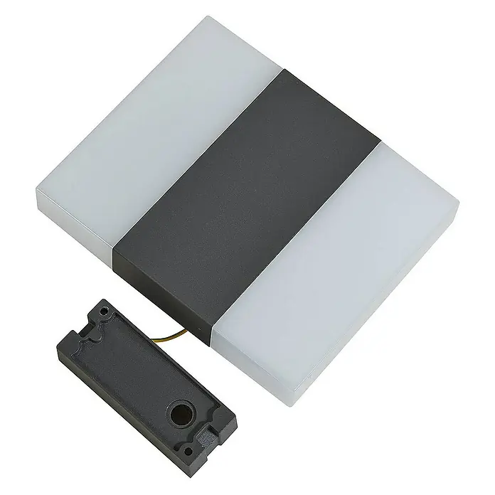 Lindby Außenwandleuchte Branor - schwarz, weiß / opal, IP54