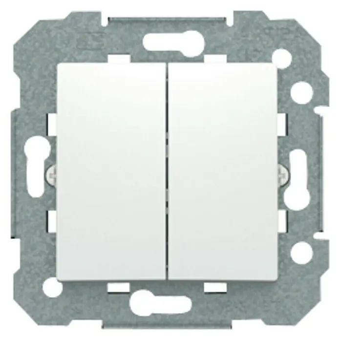 BJC Viva Conmutador doble - Blanco, Instalación empotrada - Doble interruptor de luz con marco, ideal para hogares modernos, ofreciendo fácil manejo y diseño elegante.